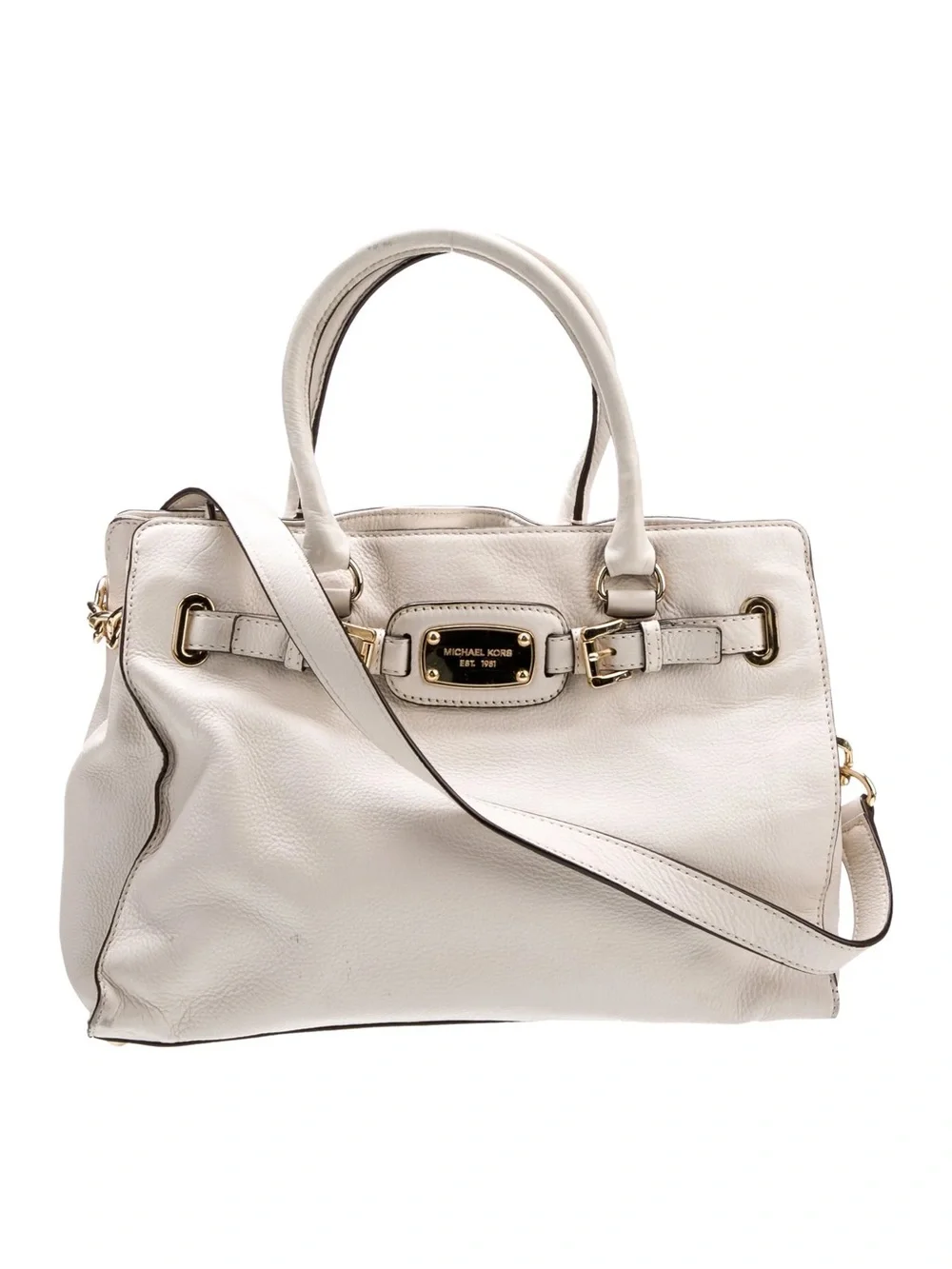 MICHAEL KORS $358 • 2014 Hamilton Satchel • Cream Saffiano Leather Satchel Tote